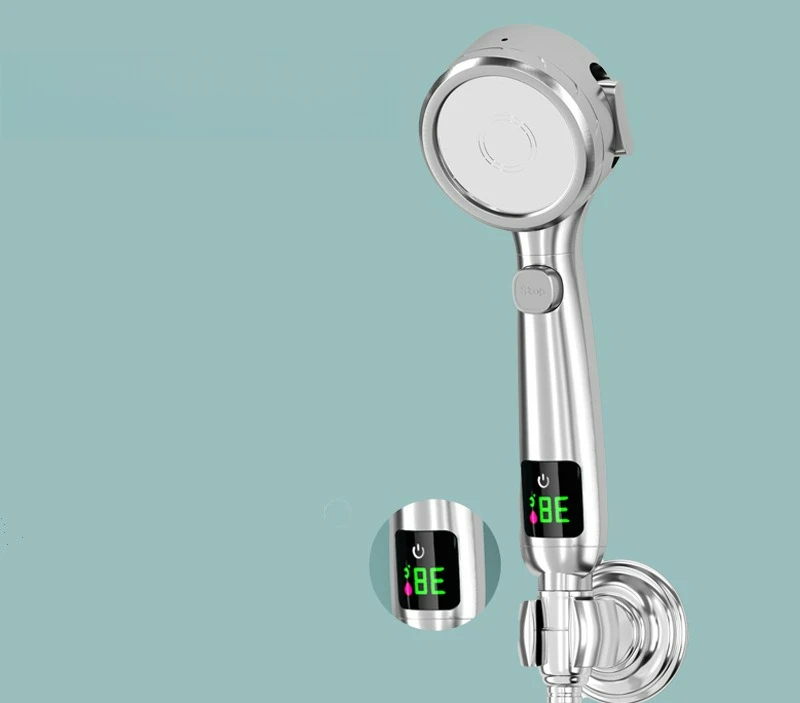 Chuveiro Inteligente Visor Digital LED Economia de Água Aumento de Pressão MDUG (prateado)