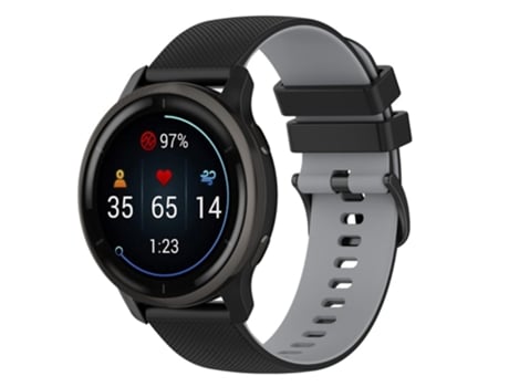 Correa de Silicona textura rejilla colorido con hebilla 22mm para Garmin Vivoactive 4/Forerunner 255 - negro/gris