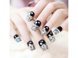 Uñas postizas cuadradas con decoración de diamantes de imitación brillantes, uñas acrílicas no tóxicas, puntas de moda para mujeres y niñas, fáciles de usar.