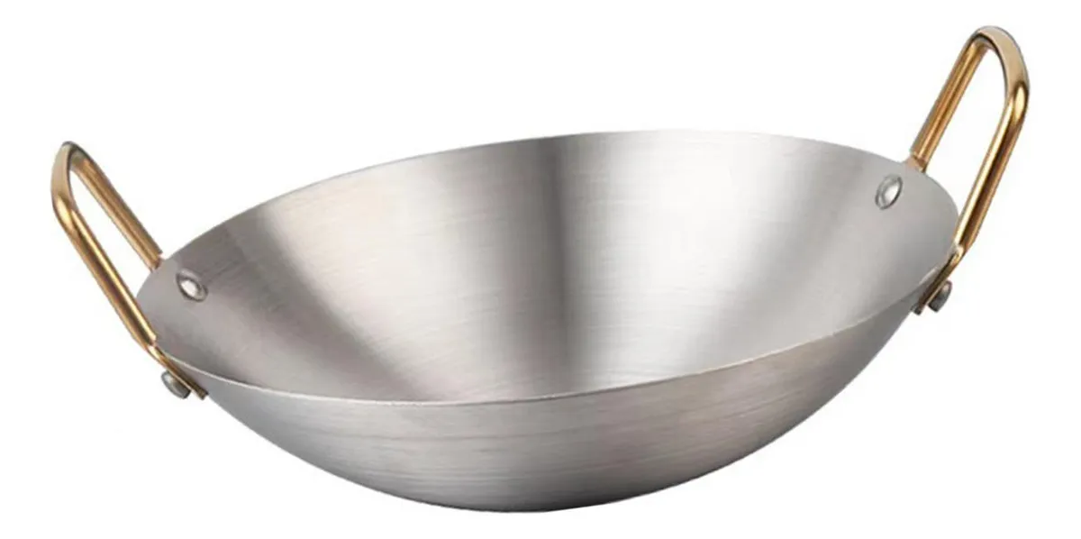 Sartén wok de acero inoxidable de 24 cm