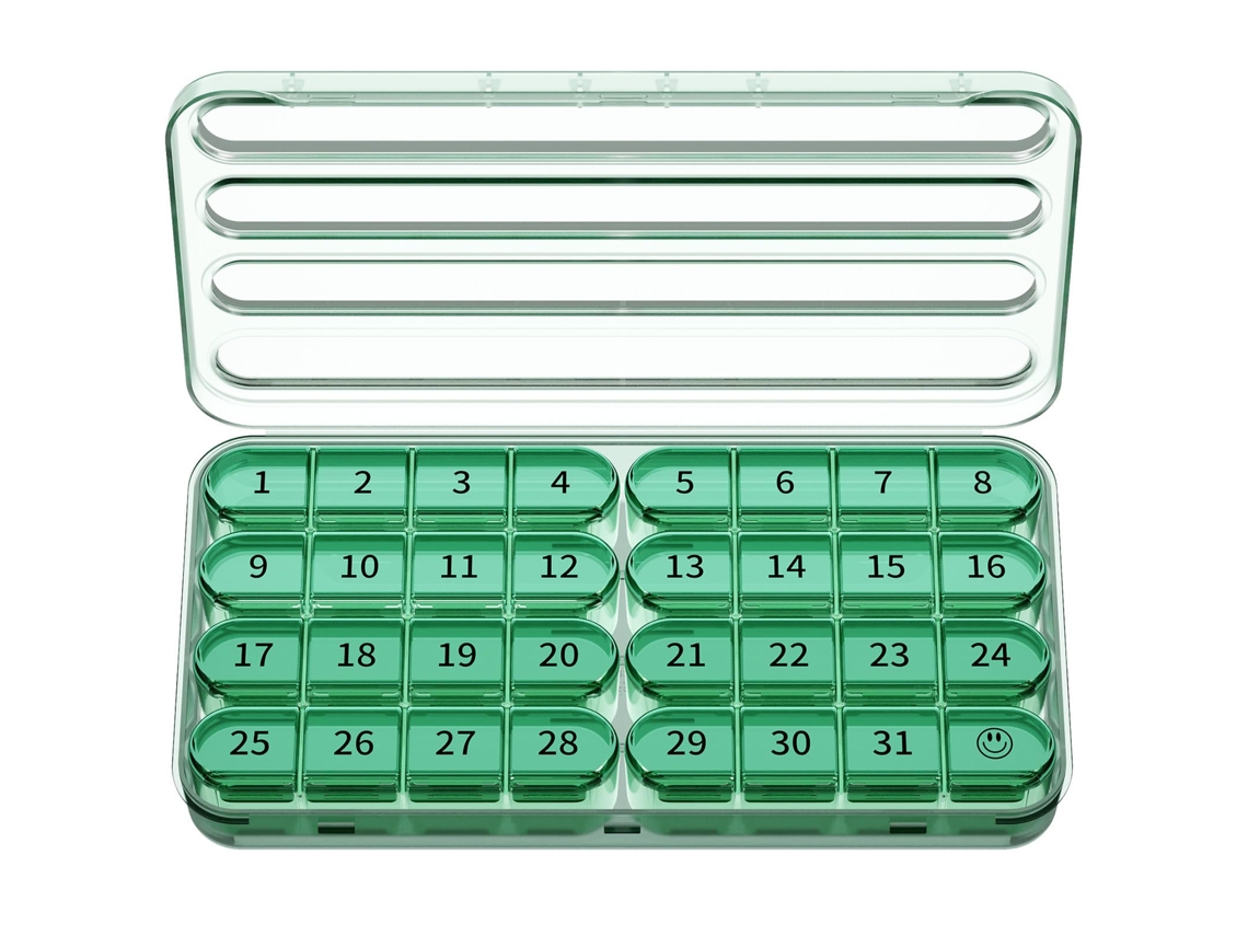 Organizador De Pastillas Chrui 31 Días 1 Vez Al Día Para Viaje Sin Bpa (verde)
