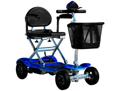 Scooter Eléctrico Plegable Cuatro Ruedas con Cesta Portaobjetos