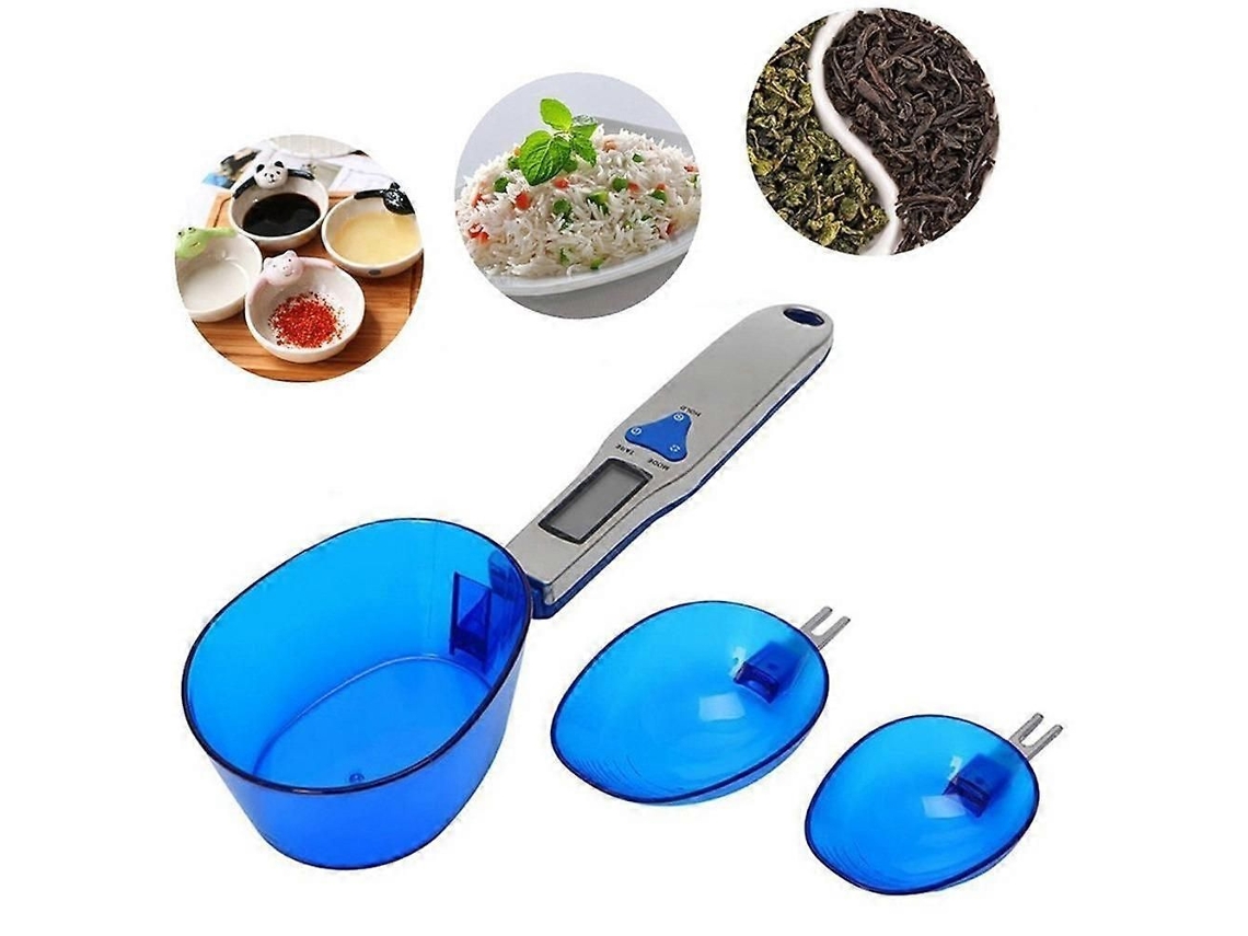 Balanza de cocina digital LCD de 500 g con precisión de 0,1 g y cuchara medidora, balanza electrónica con 3 cucharas medidoras desmontables, GOKOCO