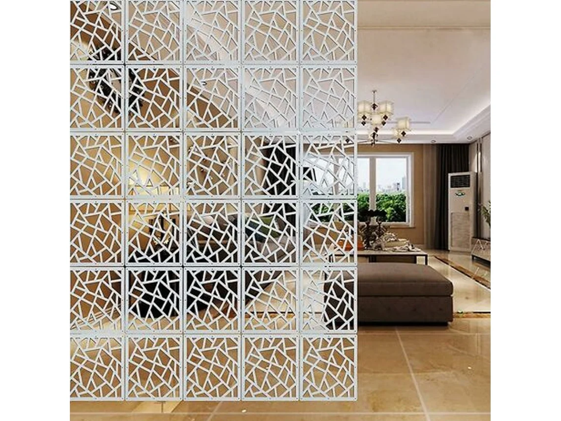 Biombo divisor de ambientes ecológico, colgante, de madera y plástico, sin pintura ni pegamento, paneles tallados modernos para dormitorio, sala de es EIOORORRIY