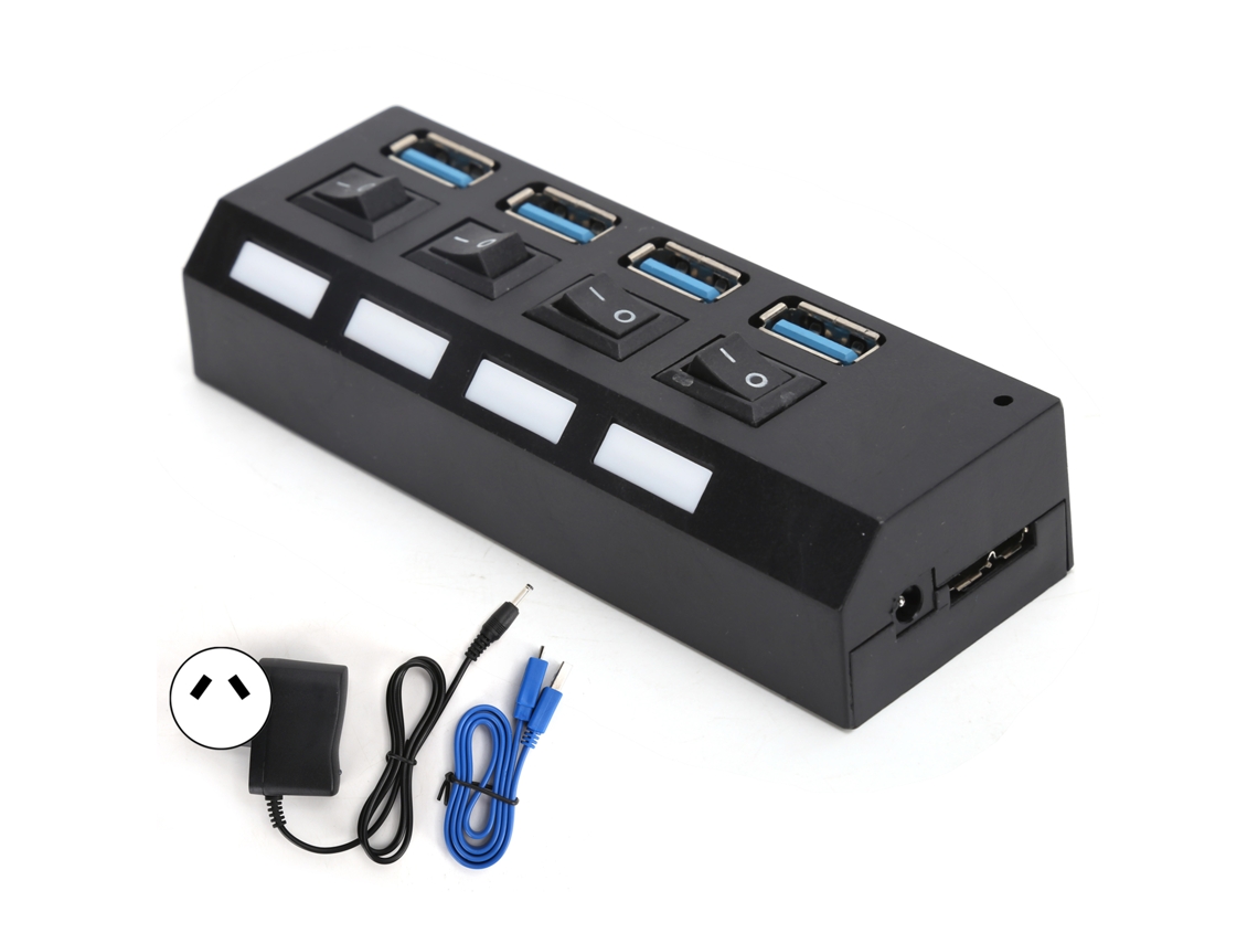 Concentrador Usb 3.0 Con 4 Puertos, Interruptores Individuales, Carga Rápida Y Protección Contra Sobrecarga.