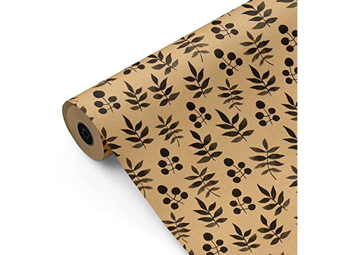 Rollo Papel Regalo Kraft Florcillas 62cm X 80m Bobina Resistente Regalos Tiendas Eventos - Fp Fiesta Paper