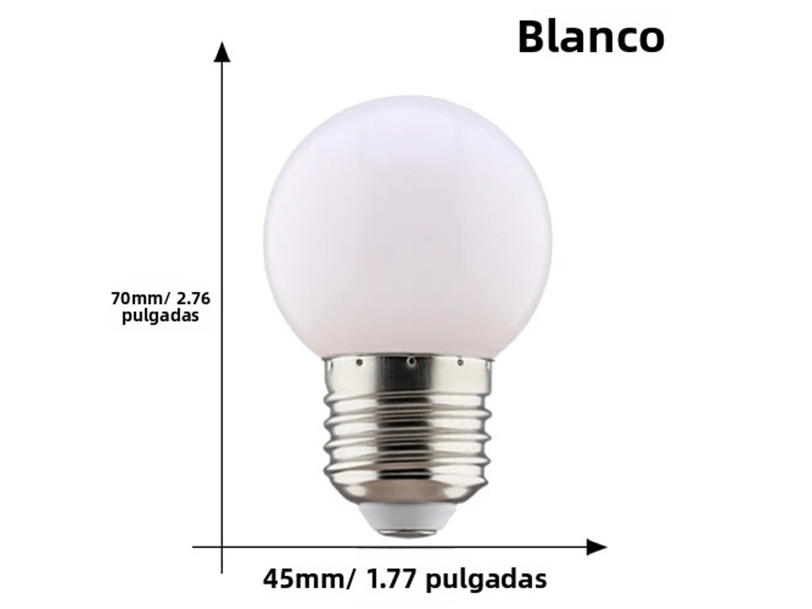 2 bombillas LED de colores G45 E27 de 220 V para lámpara de mesa/luz de noche Mdug (blancas)
