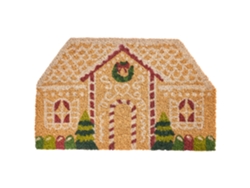 Tapete De Entrada Selatna Natural 50 X 80 Cm Padrão Natalicio Fibra De Coco