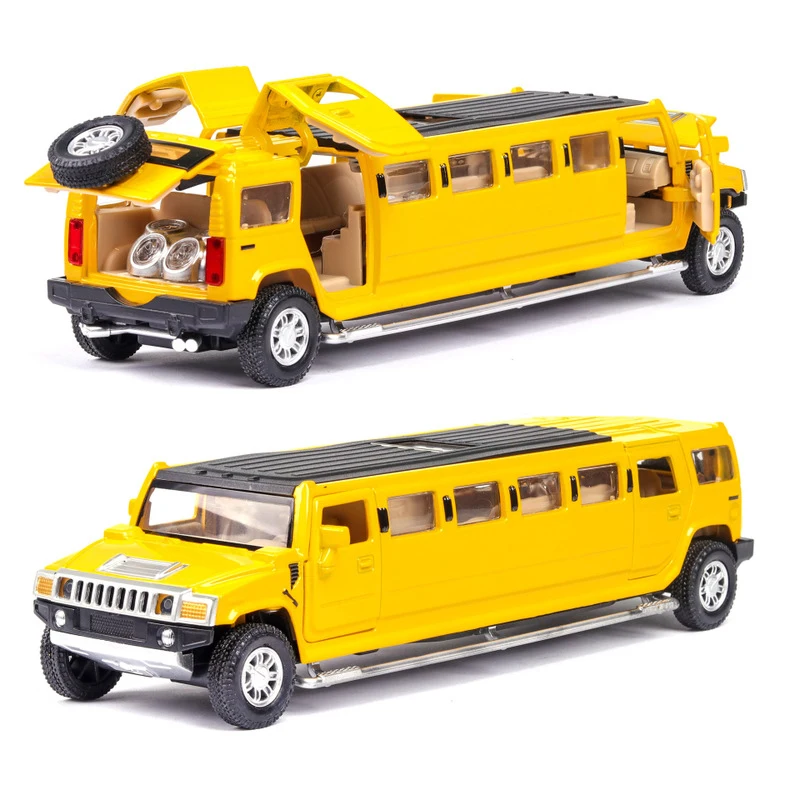 (amarillo) Modelo A Escala 1:32 De Un Sedán De Lujo Fabricado En Metal Fundido A Presión, Con Sonido, Luz Y Música Intermitente.