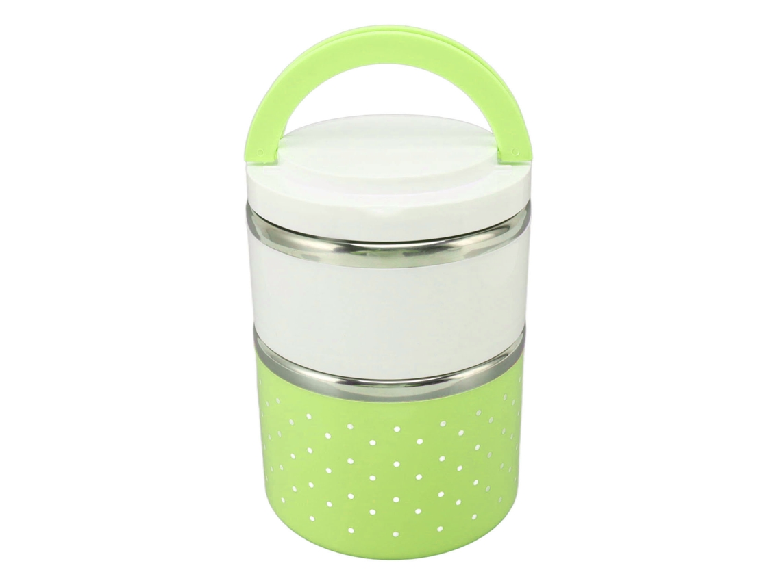 Fiambrera Bento De Acero Inoxidable, Dos Compartimentos, A Prueba De Fugas, Ligera, Con Asa Verde.