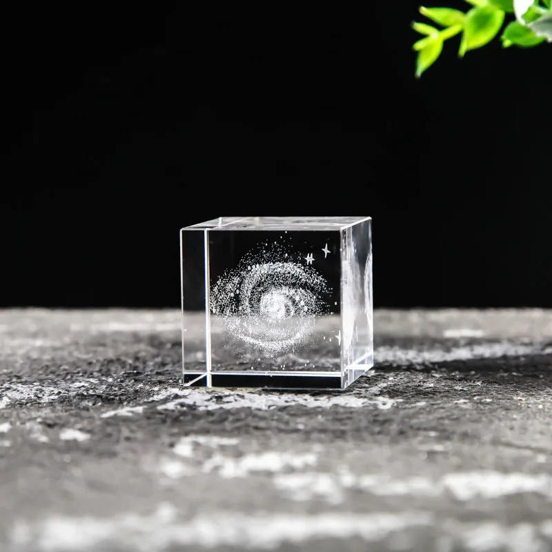 (estilo 4 40 Mm) Cubo Cuadrado De Cristal Grabado Con Láser 3d Serie Astronómica