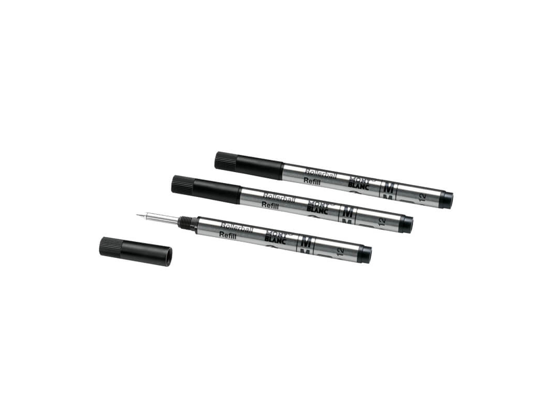 Paquete de 3 recambios para rollerball Montblanc Mystery Black pequeño (m)