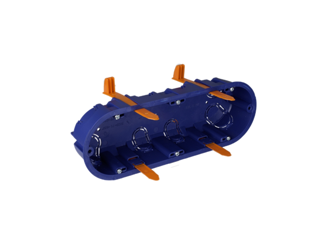 Caja De Mecanismos De Tabique Hueco Empotrable Para 3 Elementos Fijado Por Bridas Para Tubo De Hasta Ø25mm Ip20 21,8x7,6x4,6cm