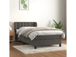 Cama box spring con colchón terciopelo gris oscuro 80x200 cm