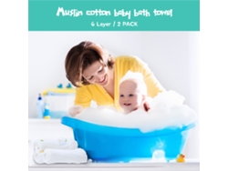2 Toallas De Baño Para Bebé De Muselina De Algodón De 6 Capas, Ultra Absorbentes Y Suaves, Color Limón, 75x40cm