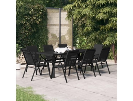Conjunto 9 de comedor de jardín VIDAXL negro