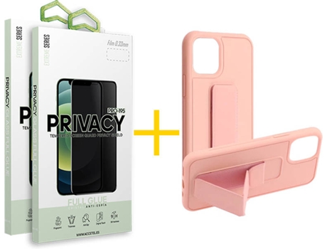 Kit Funda + Protector de Pantalla Apple iPhone 12 / 12 Pro SKYHE Cristal Templado 1293 Rosa