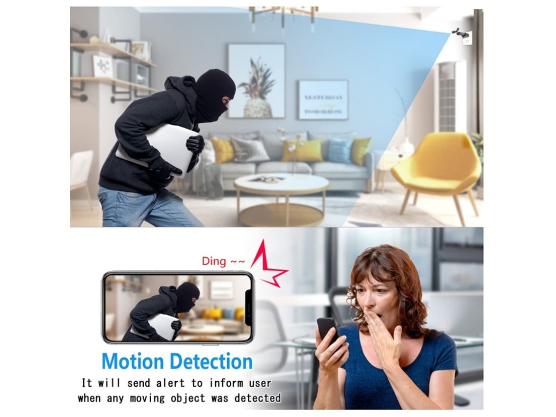 Mini cámara de seguridad HD 1080P con visión nocturna, detección de movimiento y visión remota. Compatible con Android/iOS y PC. Compatible con 64 GB. Color negro. Yizhood.