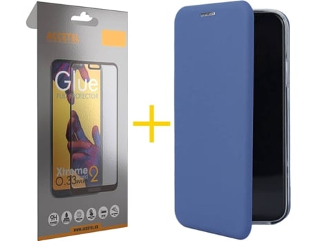 Kit Funda + Protector de Pantalla Apple iPhone 6 / 6S ACCETEL Flip Cover 2826 Azul