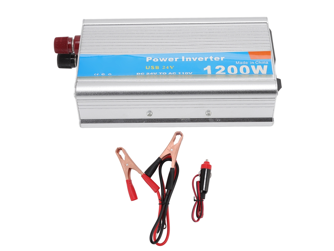 Inversor De Corriente De 1200 W, De 24 V Cc A 110 V Ca, Convertidor De Aluminio Para Coche Y Hogar.
