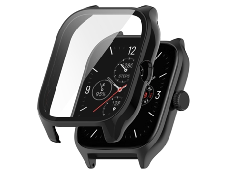 Amazfit GTS 4 piezas + funda protectora de vidrio templado integrada (negro)