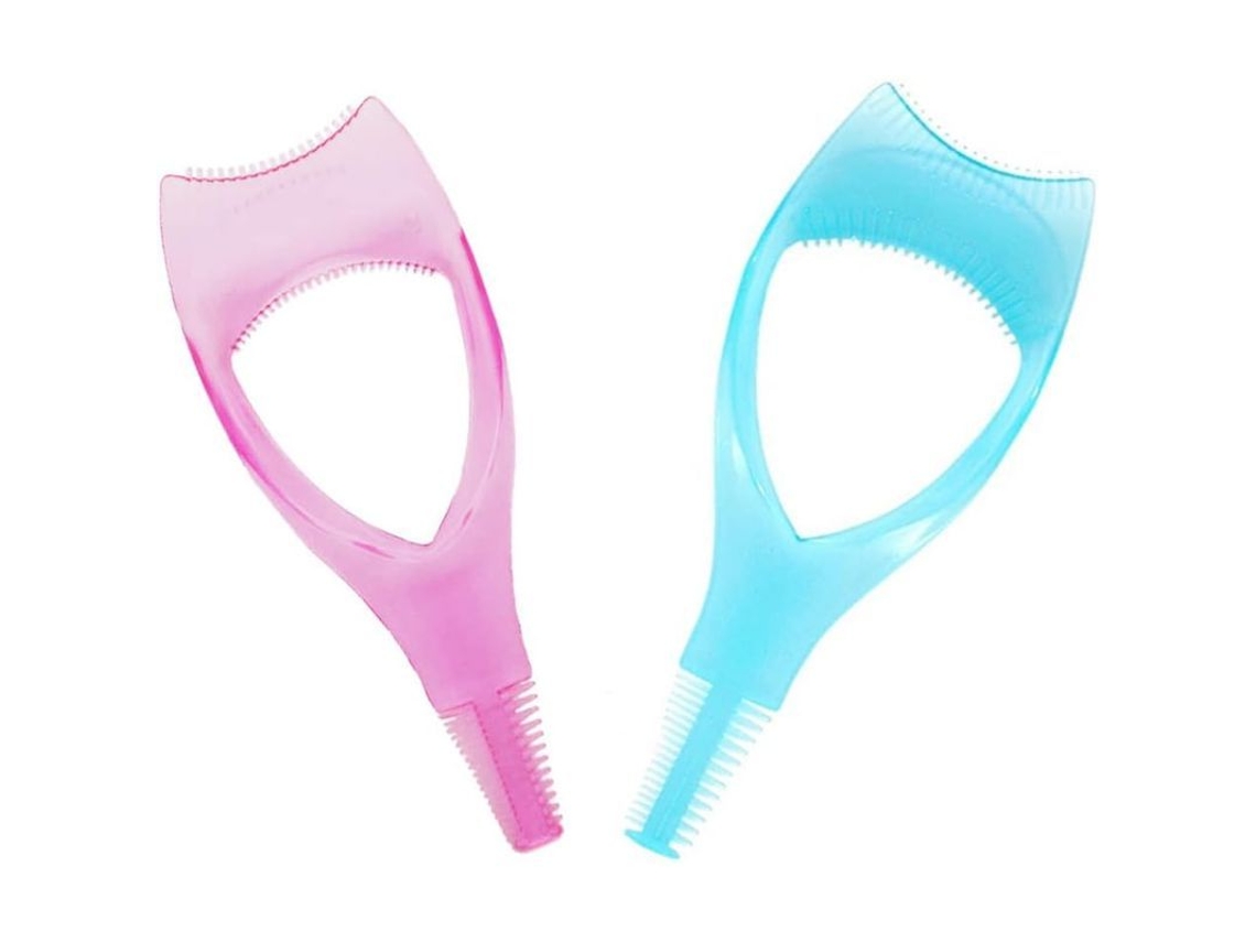 Herramienta De Maquillaje Para Pestañas Linjou, Aplicador De Máscara De Pestañas Para Pestañas Superiores E Inferiores, Rosa Y Azul.
