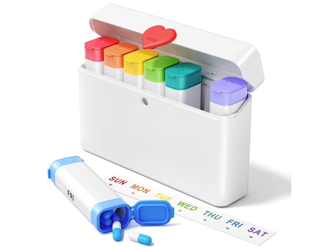 Organizador Semanal De Pastillas Eifson Con Compartimento Separado Sin Bpa (blanco)