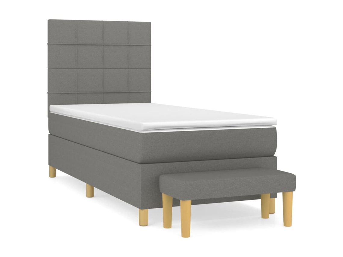 Maison Exclusive - Cama Box Spring Con Colchón Tela Gris Oscuro 90x190 Cm
