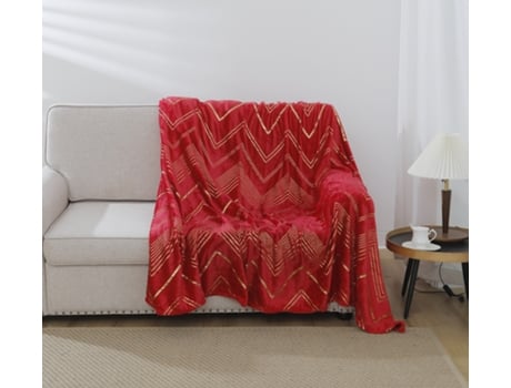 Manta con estampado geométrico burdeos 220*240cm-BOD HOME
