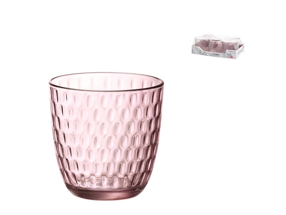 Set de Vasos Bormioli Rocco Slot Lila 6 Unidades Con relieve Vidrio 290 ml