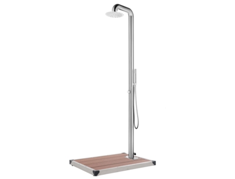 vidaXL Ducha de jardín con base marrón 230 cm acero inoxidable