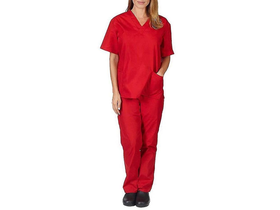 Conjunto de uniforme médico unisex Rebe para médico, enfermera y dentista con camisa y pantalón YGP S Rojo