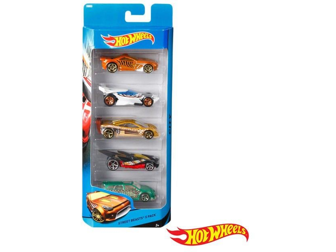 Coches HOT WHEELS Packs de 5 Vehículos (Edad Mínima: 3 Años - 11 x 4,5 x 26 cm- Artículo Surtido)