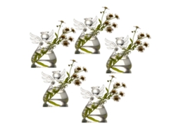 Jarrones de cristal transparente Angel Design para plantas y flores, terrario, jarrón colgante (paquete de 5)