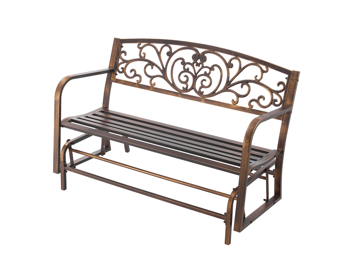 Banco de jardín de metal Succebuy de 127 cm con respaldo de hierro fundido
