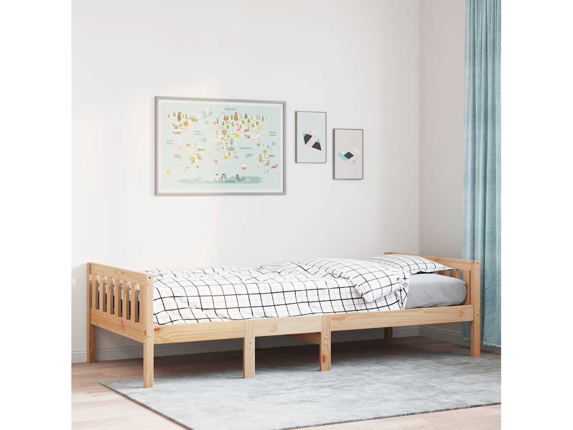 Cama Para Niños Sin Colchón Madera Maciza De Pino 90x190 Cm