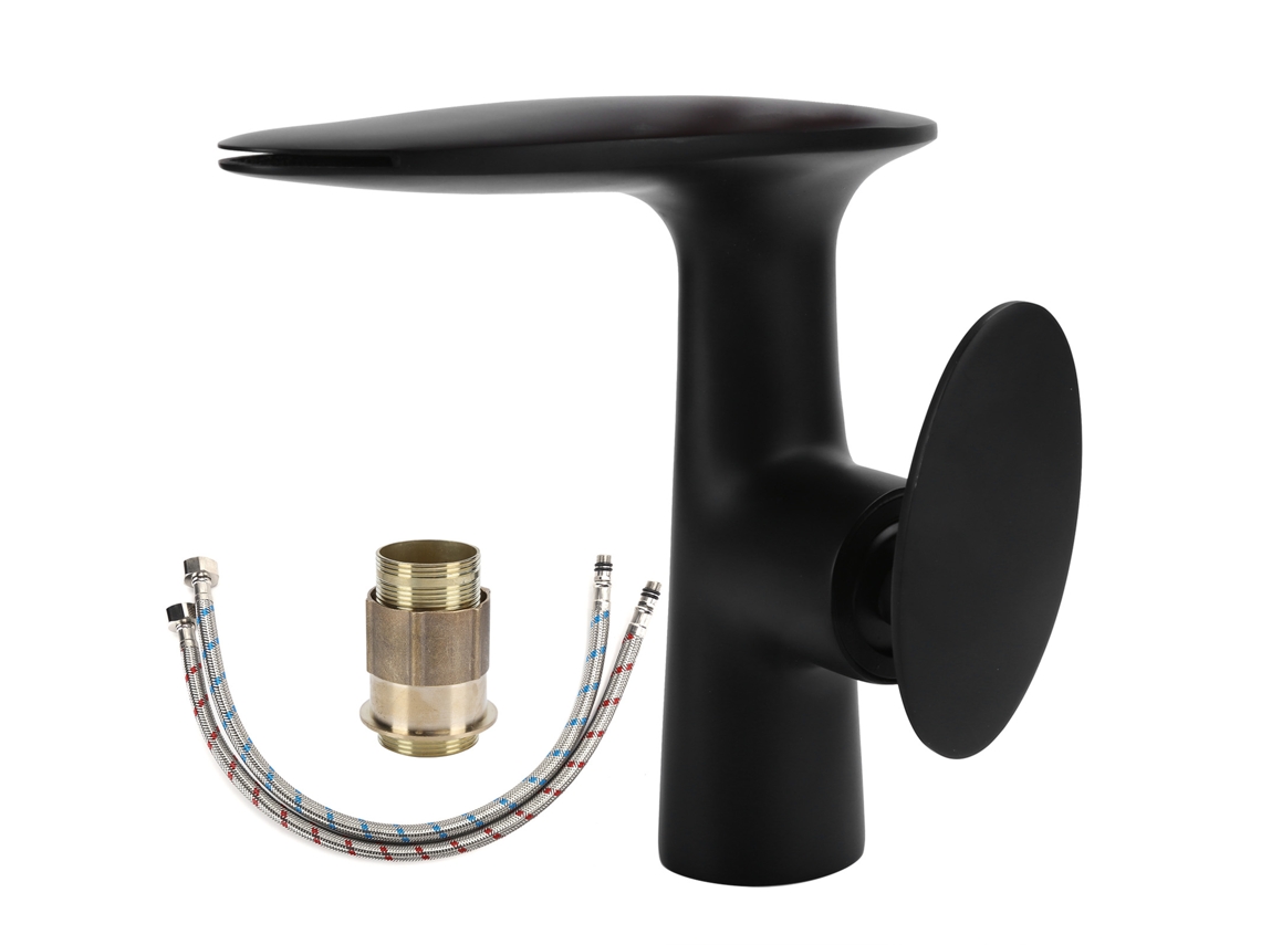 Grifo de lavabo negro con manija única G1/2