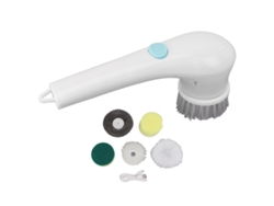 Cepillo de baño eléctrico portátil multifuncional Baok con 5 cabezales reemplazables, cepillo inalámbrico para platos, sofás, alfombras, cocina y baño.