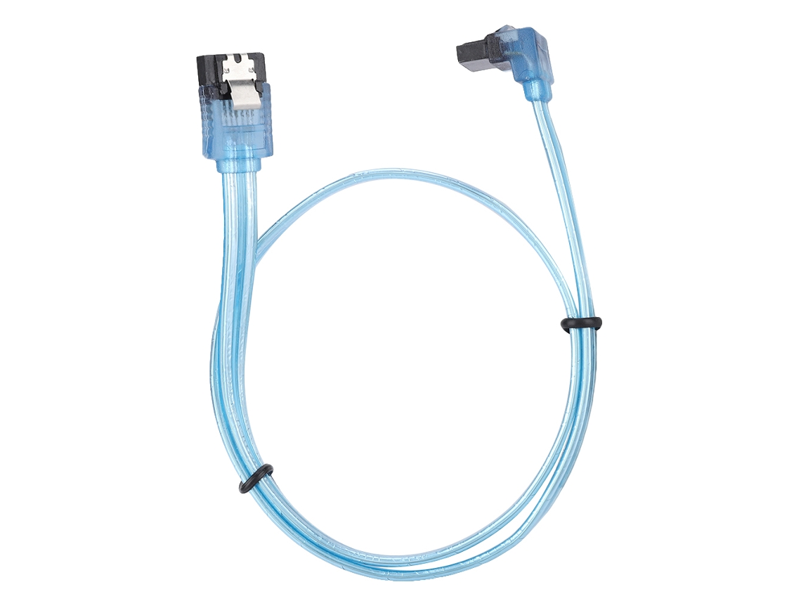 Cable De Datos Sata 3.0 De 50 Cm De Alta Velocidad 6gbps Con Codo De 90° Azul Transparente