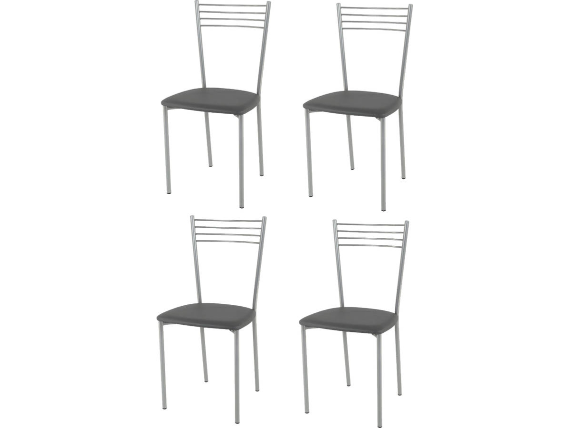 Conjunto de 4 Cadeiras T M C S Elena (Cinzento Escuro - 87x42x44 cm - Aço)