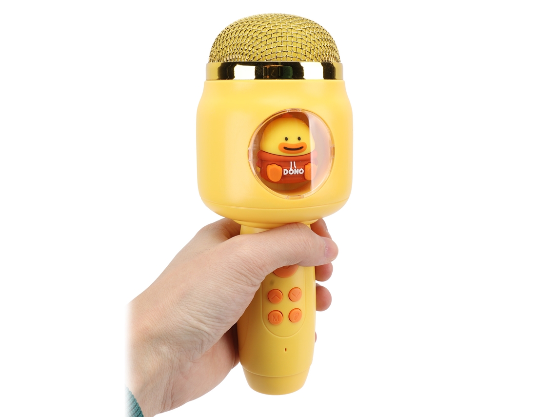 Bonito Micrófono Inalámbrico Bluetooth Amarillo Para Niños, Ideal Para Fiestas Y El Hogar. Micrófono De Mano.