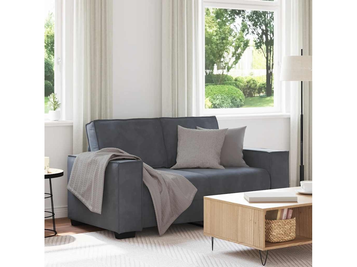 Sofá De 2 Plazas De Terciopelo Gris Oscuro 120 Cm
