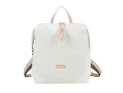 Mochila informal Gallantry con cremallera, confeccionada en tejido texturizado de contraste y con correas ajustables - Beige