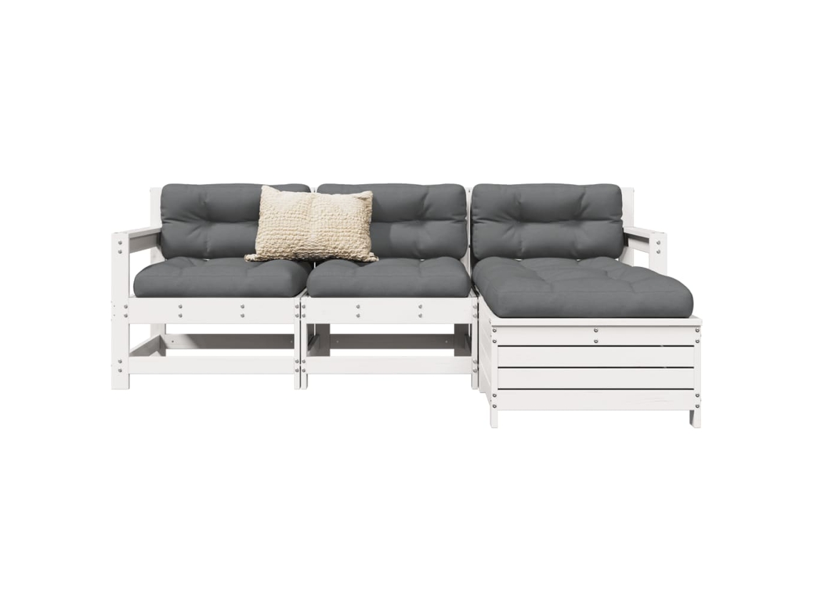 Conjunto de sofá de jardín de 2 piezas en madera maciza de pino, blanco, DKD Home Decor