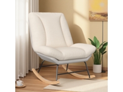 Mecedora Rosahqnda, tapizada, con respaldo ajustable en 5 posiciones, patas de madera antideslizantes, sin brazos, en lino beige