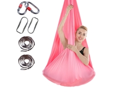 Hamaca de Yoga Rosa 400x280cm con Correa Extensible y Bloqueo.
