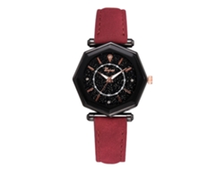 Reloj De Pulsera De Cuarzo Para Mujer Lvpai, Correa De Pu, Esfera Roja Irregular.