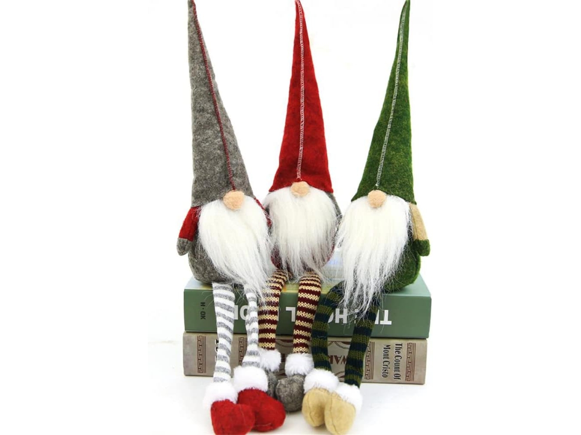 3 muñecos navideños de Rodolfo Patas Largas, hermosos renos decorativos para regalos infantiles, hoteles, centros comerciales o escaparates navideños.
