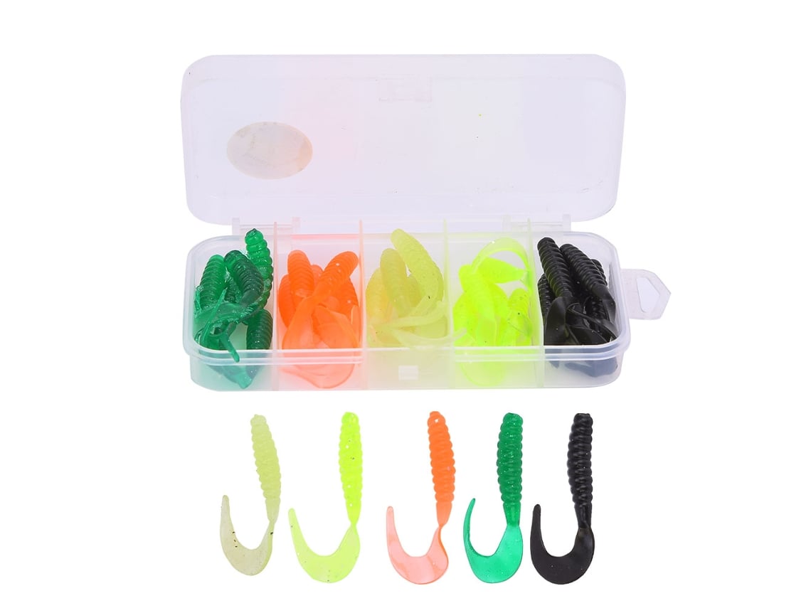 2026rebe-t0053 25pcs Señuelos De Caucho Blando Para Pesca Gusano Artificial Set Herramienta Accesorio