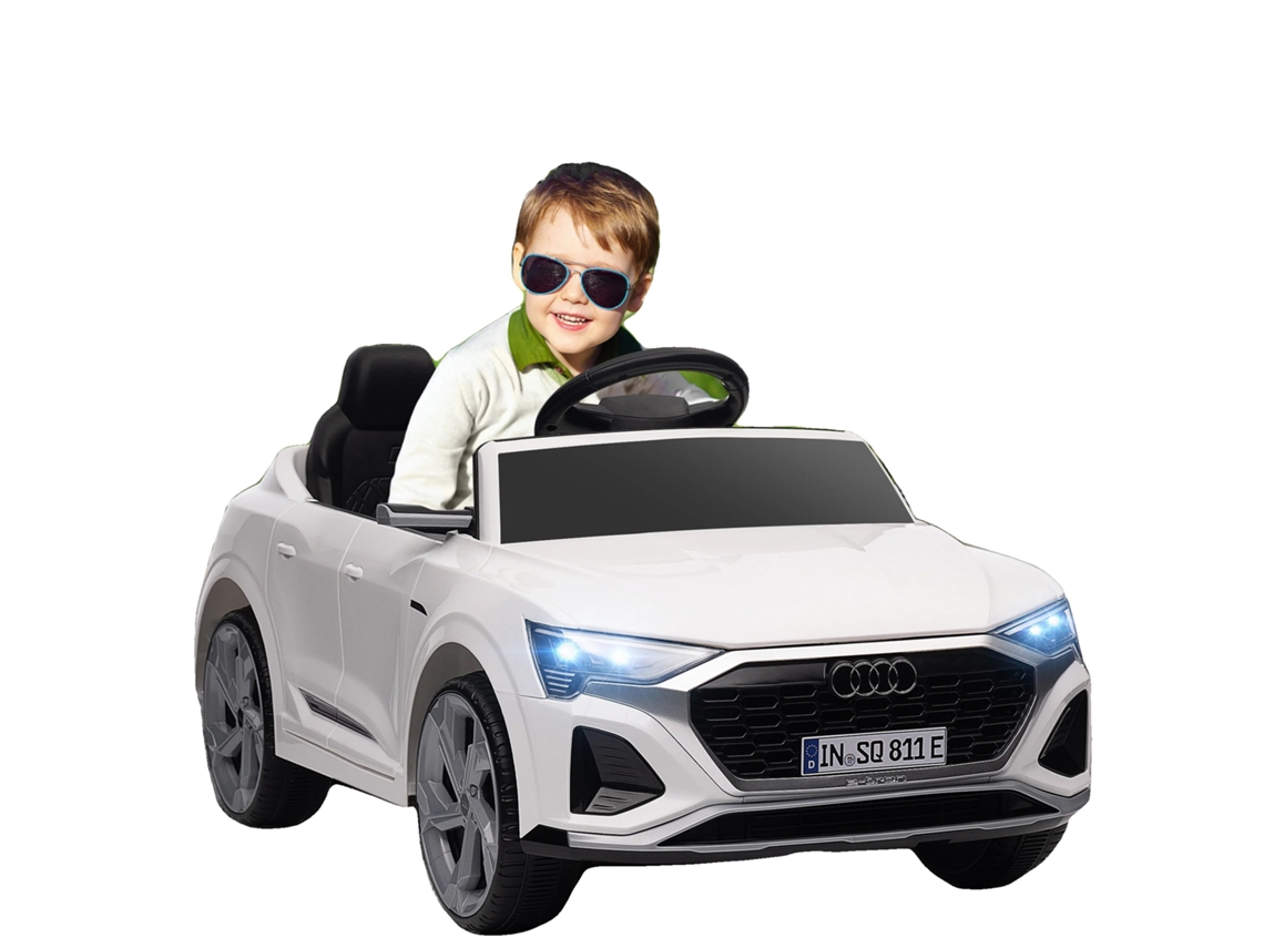 Coche eléctrico infantil, 12 V, mando a distancia, blanco.